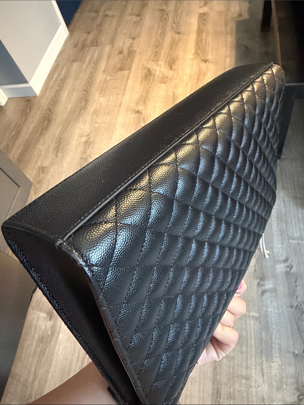 Saint Laurent large envelope Black Quilted Shoulder Bag silver hardware like NEW - Picture 13 of 16